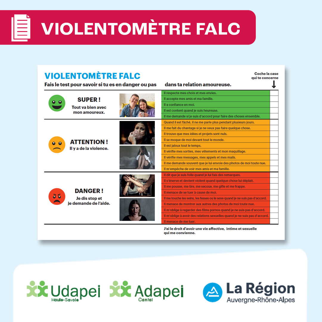 le Violentomètre en Facile à lire et à comprendre (FALC) de la Région Auvergne Rhône-Alpes