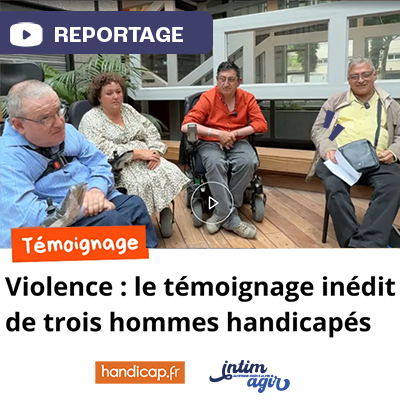 Photographie du groupe d'hommes en situation de handicap témoignant de violences subies