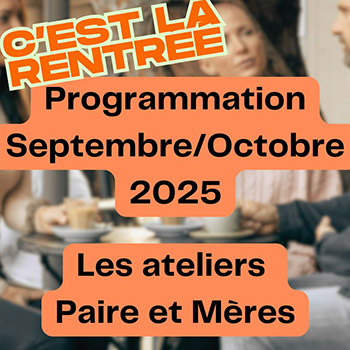 Illustration programmation septembre octobre 2025 des atteliers Paire et M-res