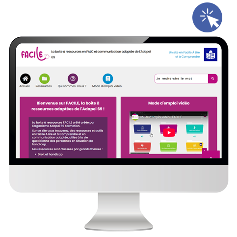 Page d'accueil du site internet "Facile" : La boite à ressources en FALC et communication adaptée de l’Adapei 69