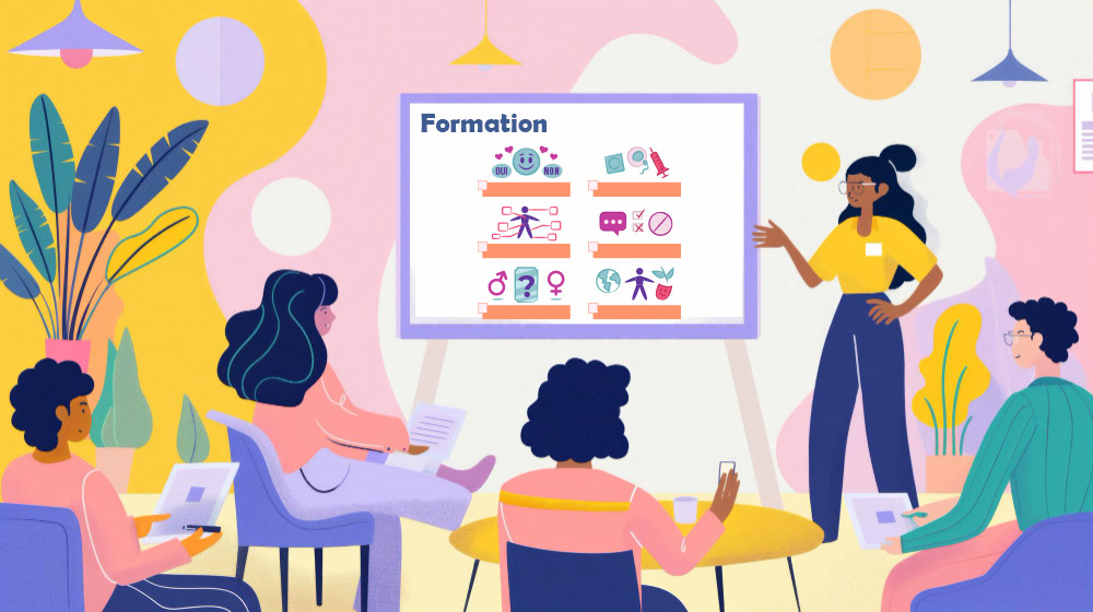 Illustration d'un formateur enseignant à ses stagiaires