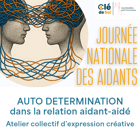 Illustration de 2 personnes connectées entre elles pour symboliser la journée des aidants