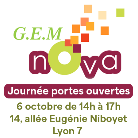 Logo du GEM Nova annonçant la journée portes ouvertes du 6 octobre 2025