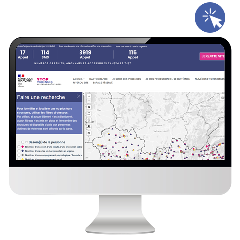 Page d'accueil du site internet Stop Violences faites aux femmes Auvergne-Rhône-Alpes