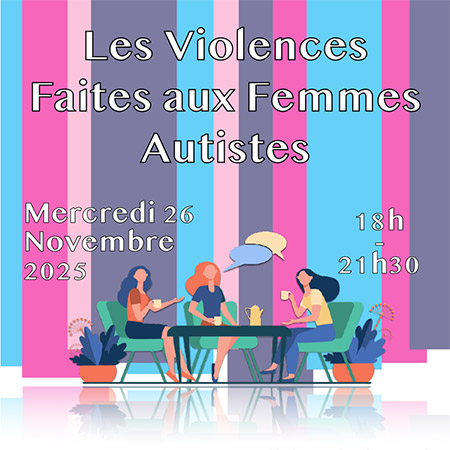 Illustration d'un groupe de personnes qui discutent : https://viva.villeTables rondes sur les violences faites aux femmes autistes