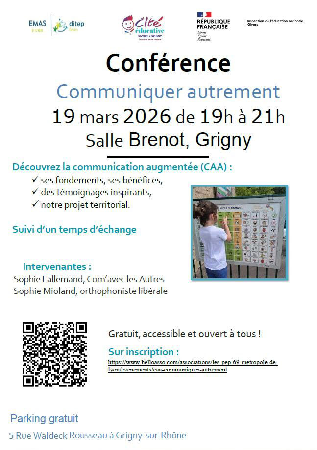 Conférence CAA Communication Alternative et Améliorée - 19 mars - Grigny