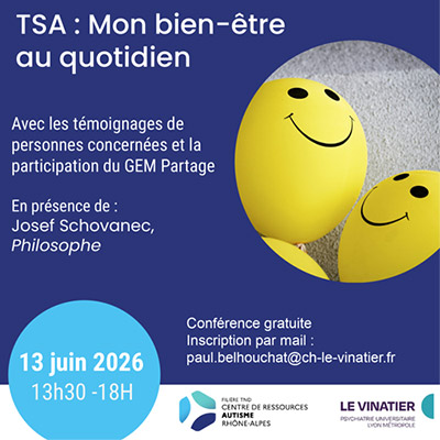 Conférence avec le CRA : TSA, mon bien-être au quotidien