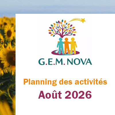Planning des activités du mois d'août du Gem Nova